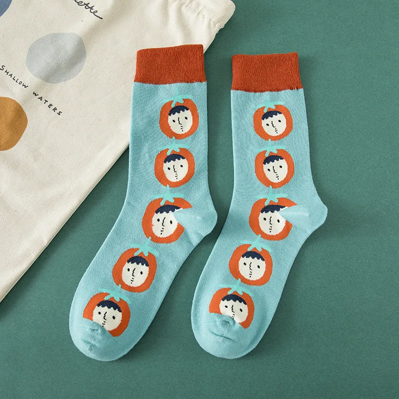 

European And American Street Ins Trend Sports Socks Korean Cartoon Funny Color Middle Tube College Style Female Socks
