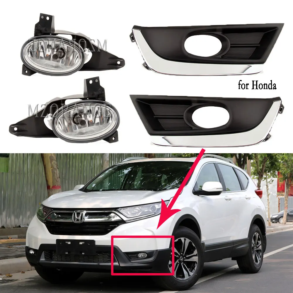 

Fog Lights for Honda CRV CR-V 2017 2018 LED Fog Lamp Halogen Fog Light Headlight Cover Grill Frame Wiring Harness Switch Kit