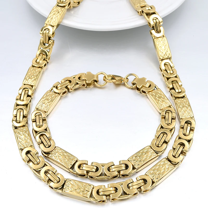 gold color Moorvan, золотой цвет, для мужчин, дизайн, ювелирный набор, вечерние, ожерелье/браслет длиной 55 см/22 см, модный аксессуар, VBD022 - Окраска металла: gold color