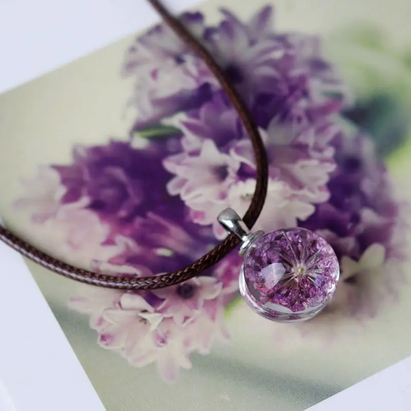 

Simple Beautiful Dandelion Necklace Ethnic Style Fashion Couple Glass Ball Dried Flowers Plant Specimen Jewelry Accessories