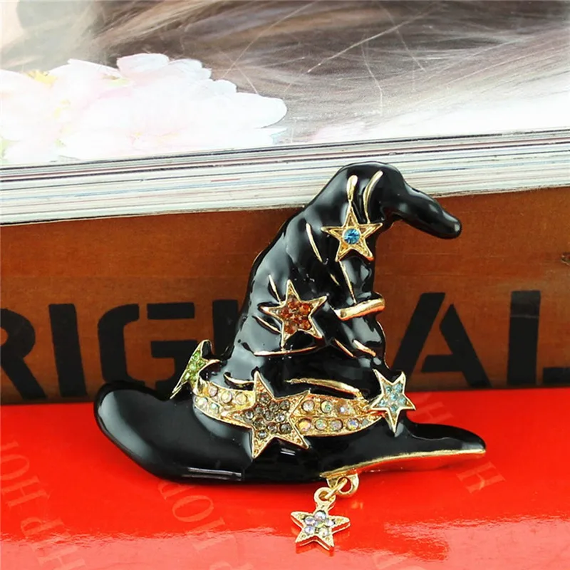 Стразы на Хэллоуин черная волшебная брошь шляпа es Pins Волшебник ведьмы для детей