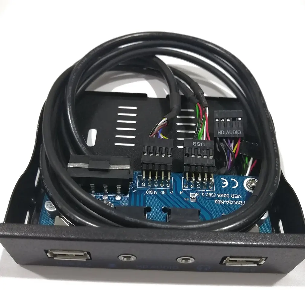 

Hot sell 3.5'' 2-USB 2.0 Port HUB HD Audio Output Floppy Drive Expansion Front Panel Digital Mobile Rack Expanding for Your PC