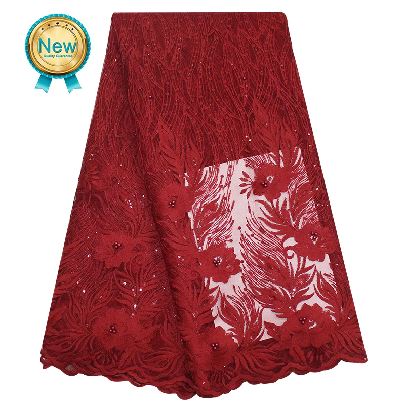 Последний французский Тюль сгоревшая оранжевая кружевная ткань 2020 Высокое