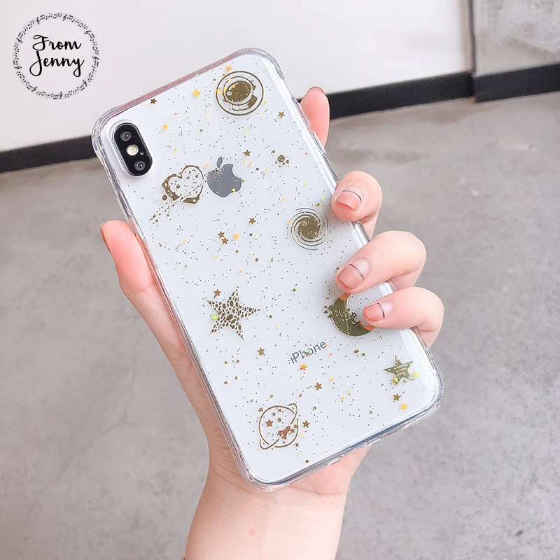 From Jenny прозрачные звезды для iPhone x xr xs max 6 6s 7 8 плюс эпоксидные блестки Луна