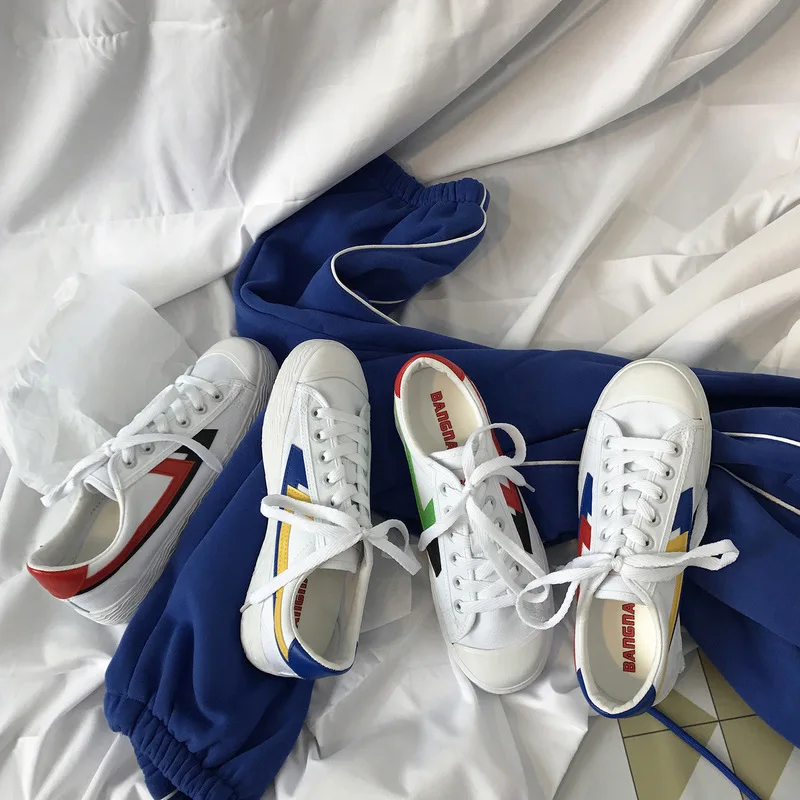 Женская Классическая шикарная парусиновая обувь в Корейском стиле Уличная