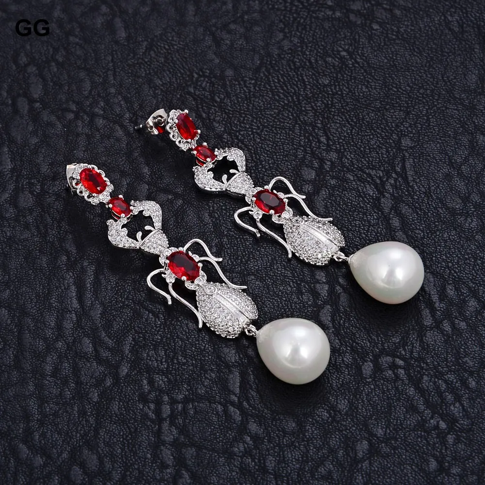 GG ювелирные изделия КАПЛЕВИДНАЯ белая Морская раковина жемчуг Красный Cz