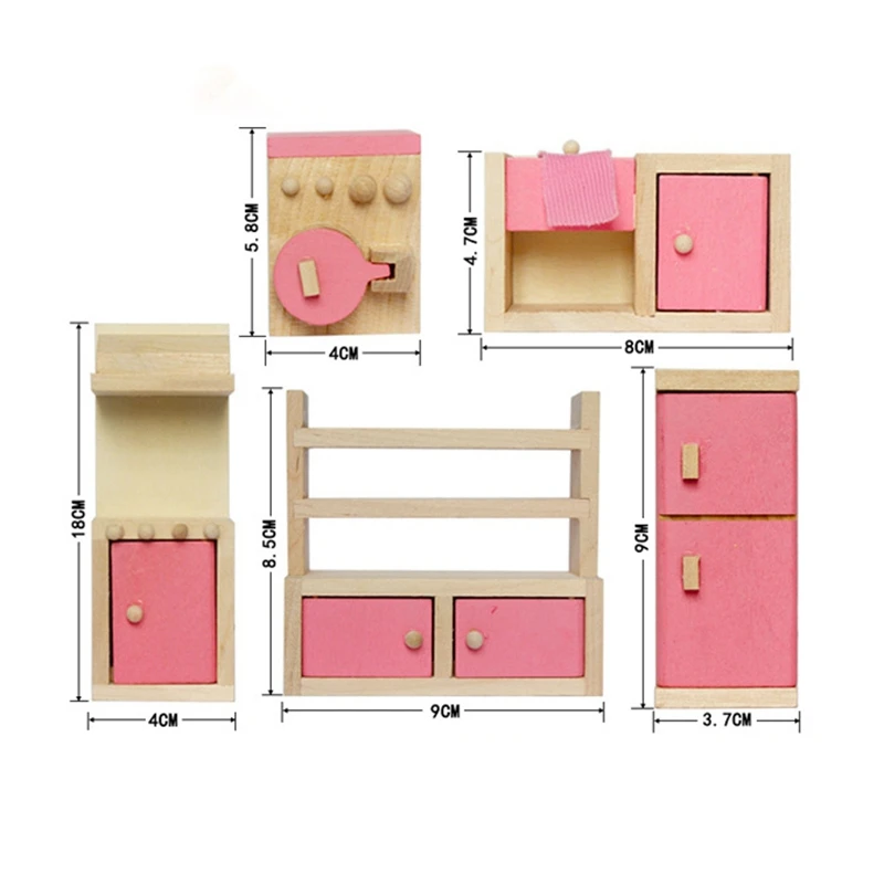 

1 Set Delicate Kids Pretend Role Wooden Toy Dollhouse Miniature Children's Educational Toy House