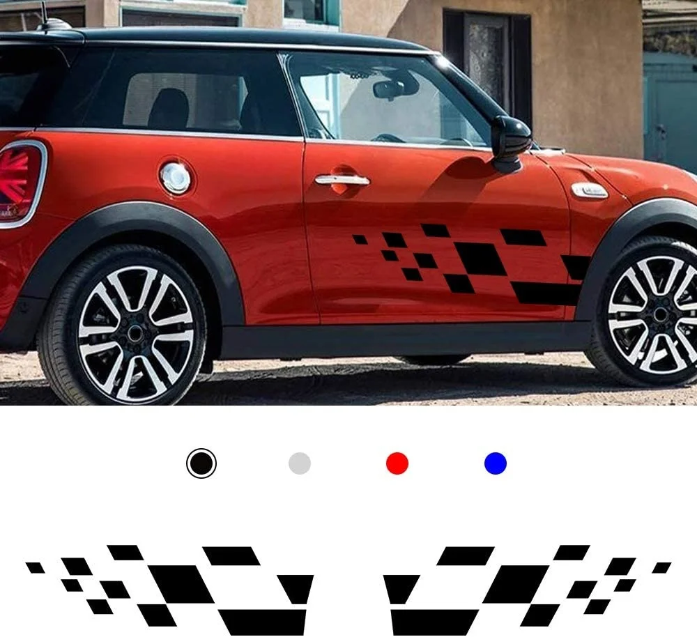 

carado Racing Body Side Stripe Skirt Roof Hood Decal Sticker for Mini Cooper Vinyl Sport Badge Car Styling