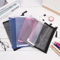 1pc fashion transparent grid zipper pencil case mesh pen bag cosmetic storage stationery makeup cosmetic handbags coin purse