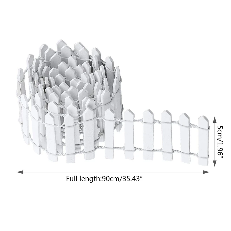 

50LB 3 Pcs 90x5cm Mini Wooden Fences for Miniature Fairy Garden Ornament Small Wood Picket Fence DIY Craft Micro Landscaping