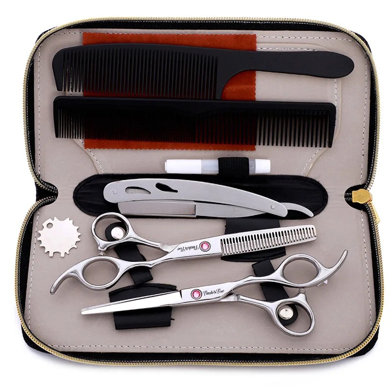 

6.0'' Hair Scissors Set Thinning & Cutting Scissors Barber 440C Shave Razor Haircut Shears Salon Hairdressing Hair Professional