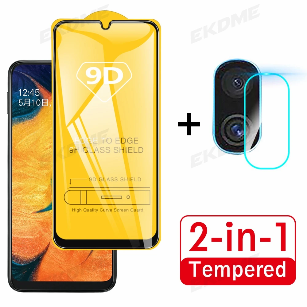 Закаленное стекло 2 в 1 для Samsung Galaxy A30 A50 A70 A30S A50S Защитная пленка экрана переднее +