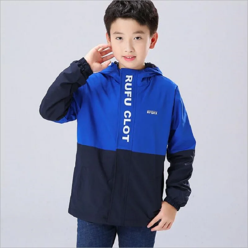 

Autumn Jacket Boys Plus Velvet Thick Hooded Coat Children's Outwear Clothes Spring Windproof Waterproof Jacket For Boys 6-14Year