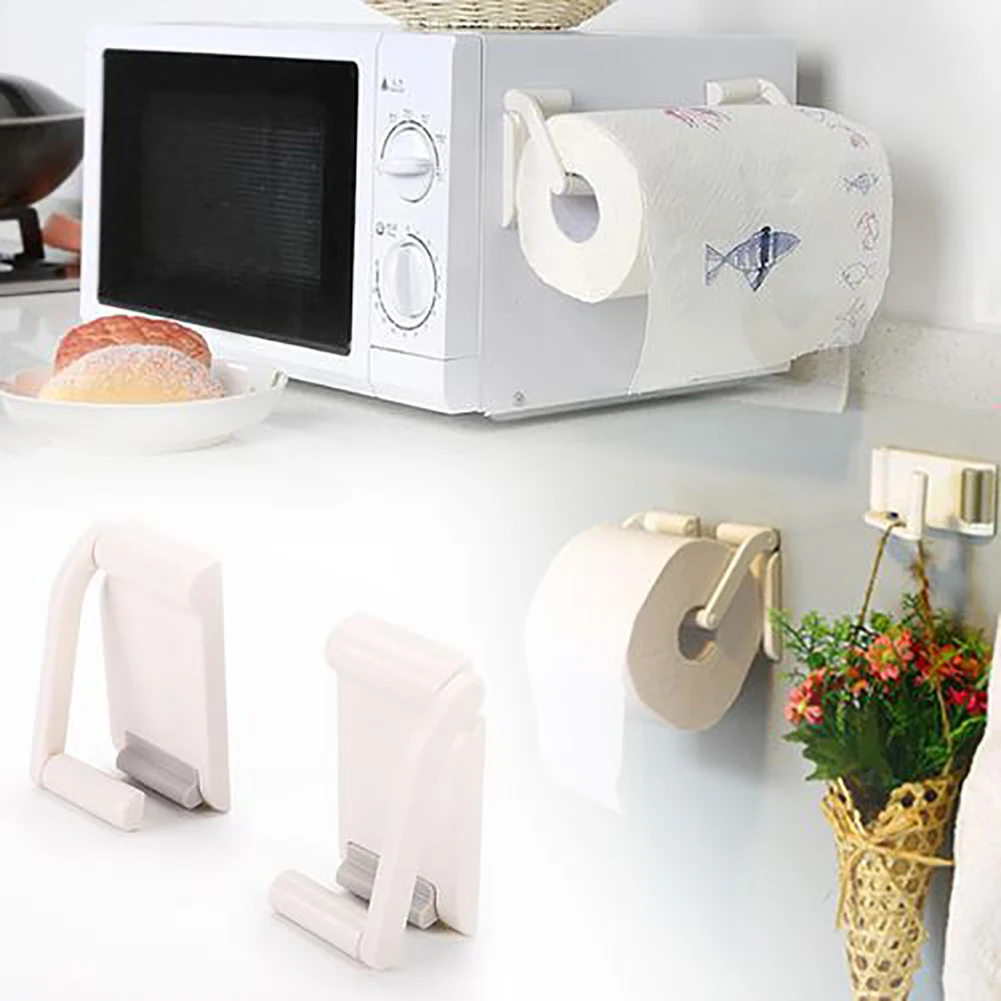 

Plastic Self-adhesive Paper Towel Tissue Holder Magnetic Cabinet Roll Rack Tissue Hanger For Bathroom Toilet Storage
