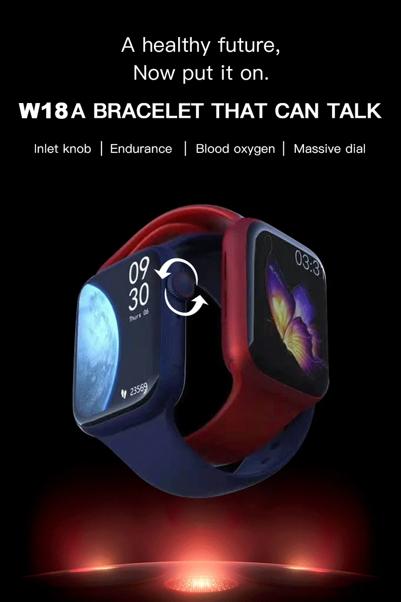 W18 smart call watch health detection pedometer heart rate blood pressure monitoring bluetooth music smart watch bracelet