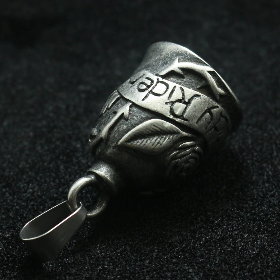 316L нержавеющая сталь крутой мотоцикл леди Райдер Роза колокол винтажный Серебряный-цвет матовый кулон подарок