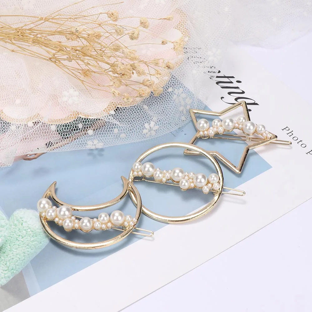 Модная Геометрическая булавка с имитацией жемчуга сплав простая Звезда Луна