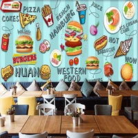 custom 3d wallpaper hand painted hamburg fast food restaurant snack bar background wall decor photo murals personality wallpaper