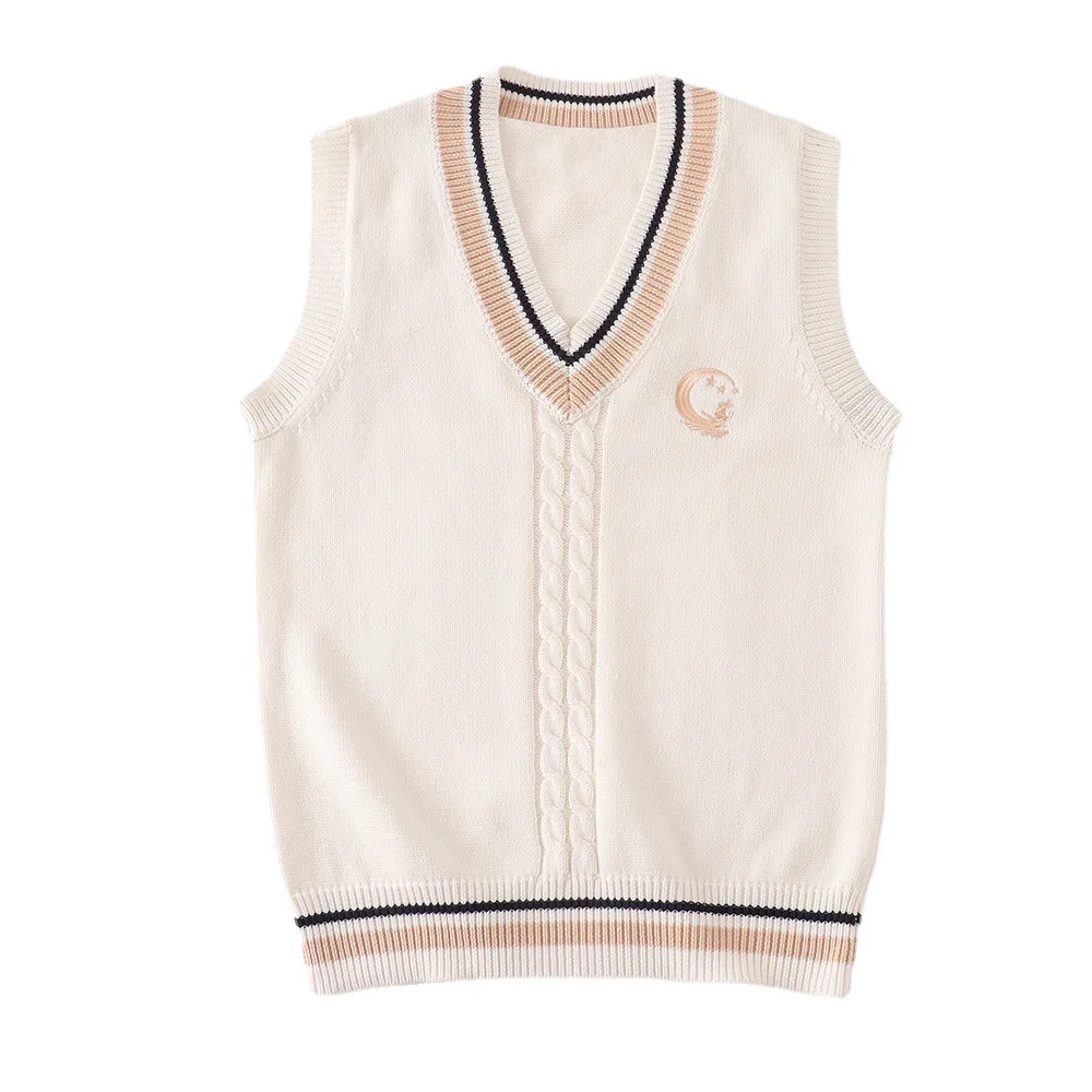 Школьная форма JK свитер жилет с вышивкой Осень-зима для мужчин и женщин V-образным