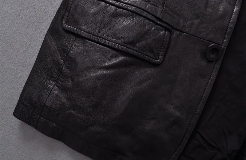 Мужская приталенная куртка из натуральной овечьей кожи в итальянском стиле