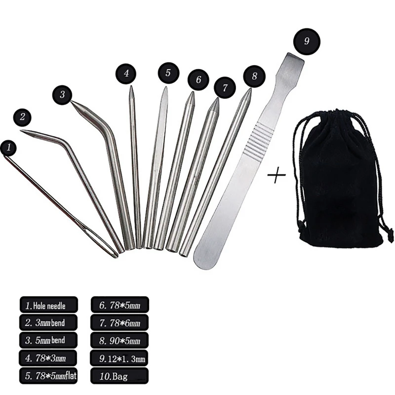9pcs 9 шт./компл. Paracord швейные иглы набор из нержавеющей стали шнуровка сглаживание DIY инструмент для браслета шнурки струны - Цвет: 9pcs