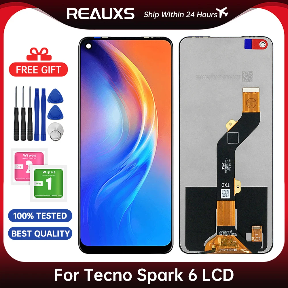

6,8 "оригинальный для Tecno Spark 6 KE7 ЖК-дисплей кодирующий преобразователь сенсорного экрана в сборе Ремонт Запасные части Новый ЖК-дисплей Spark6
