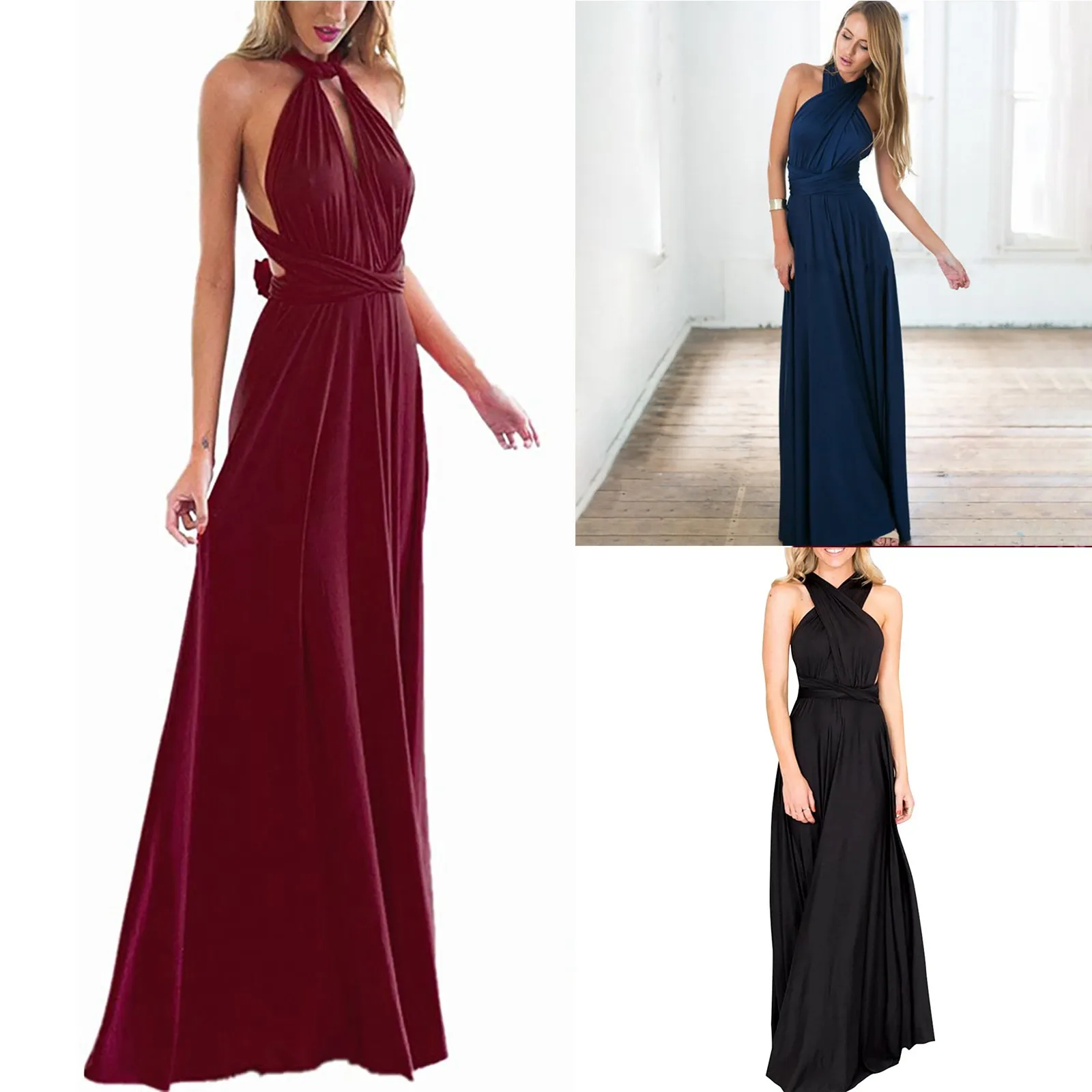 

Женское привлекательное Макси-платье, Клубное Бандажное платье, длинное вечернее разностороннее свободное платье в стиле бохо для подруже...