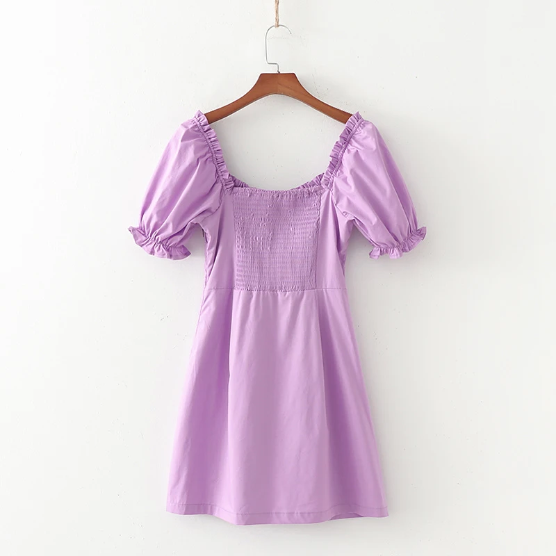 Женское винтажное мини платье с высокой талией летнее эластичное плиссированное