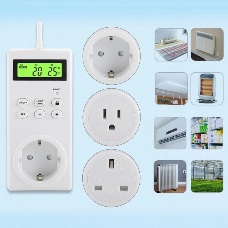 Программируемый Штепсель термостата электрическая регулируемая розетка со