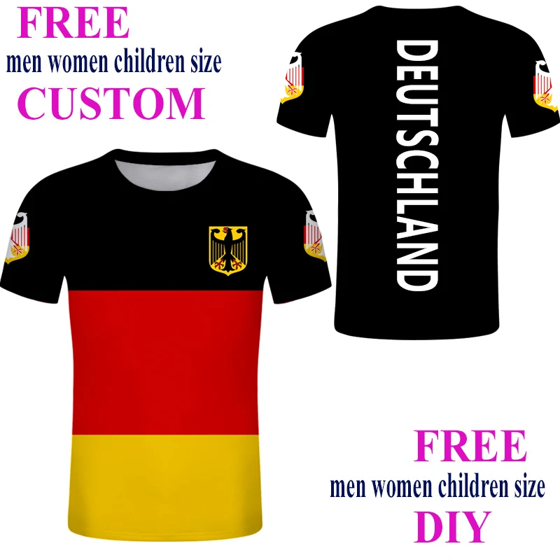 

Germany Deutschland German Flag Crest Eagle Men's Crew Collar T Shirt Fashion Female Tee Custom White Jersey