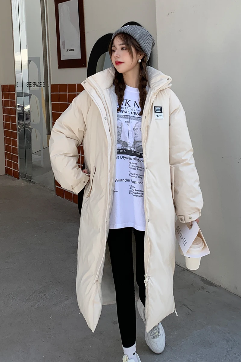 

Beardon Winter Women's Mid-Length Loose Parkas Coat Hooded College Style Thick Down Cotton Jacket 2021 New