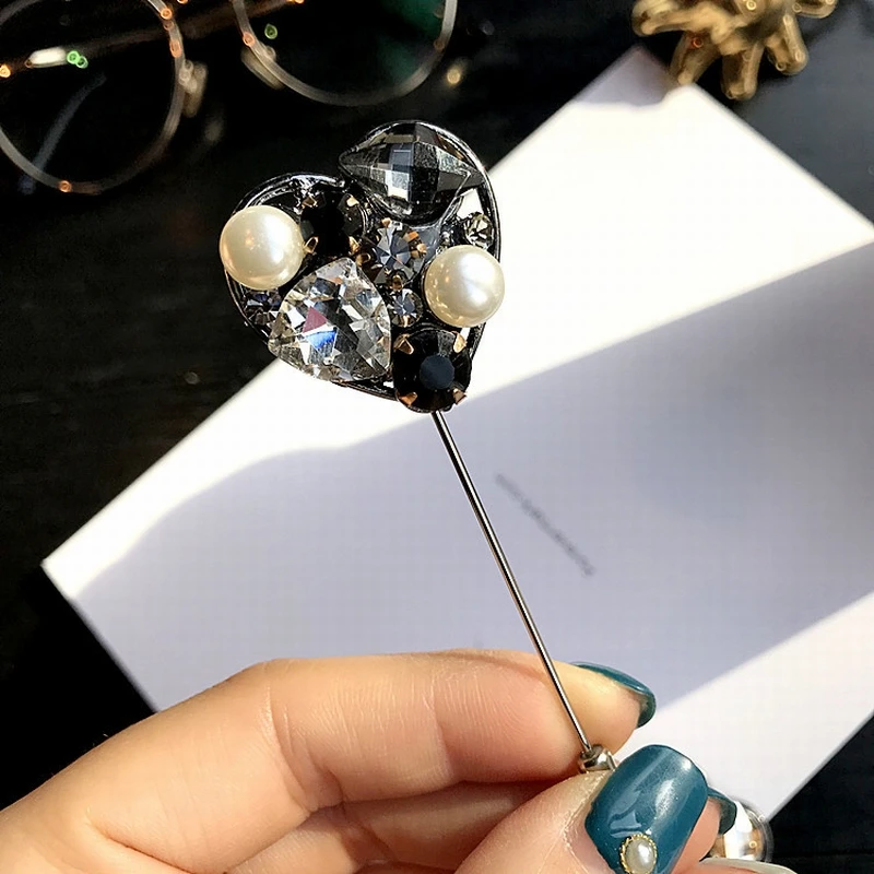 Женская длинная брошь ручной работы в стиле ретро стразы с искусственным