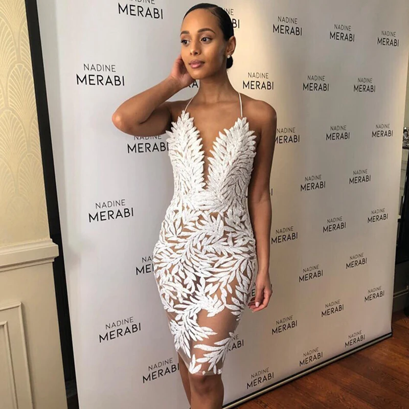 INDRESSME, модные новые женские вечерние, сексуальные, на бретельках, глубокий v-образный вырез, на бретельках, с блестками, с цветочным кружевом, крест-накрест на спине, облегающее, Бандажное, Клубное платье