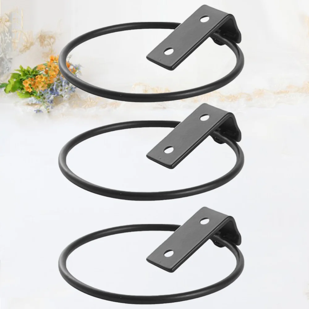 

3pcs Wall Mounted Flower Pot Tray Metal Iron Ring Flowerpot Wall Bracket Planter Tray (13.5x11x6.5cm)