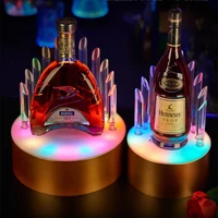 rgb rechargeable led luminous beer wine bottle holder glowing champagne cocktail drinkware coaster for bar disco nightclub decor
