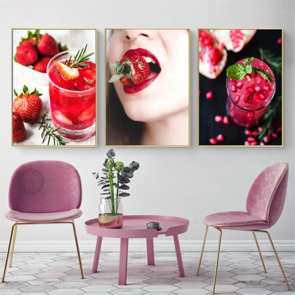 Алмазная вышивка десерт фрукты Клубника сок напиток художественная мозаика