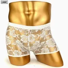 Нижнее белье для геев, мужские кружевные боксеры, прозрачное Эротическое нижнее белье для взрослых, забавное нижнее белье с мешочком, шорты для Сисси