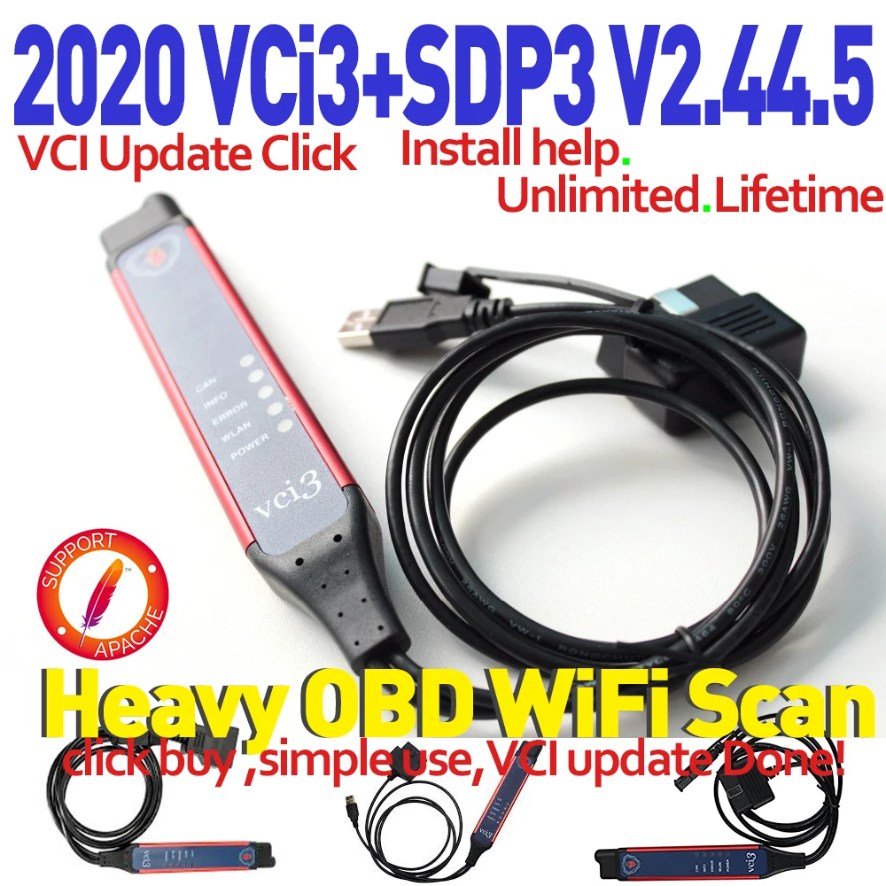 Wi Fi сканер VCI3 SDP3 V2.44.5 диагностический активированный программатор для грузовиков