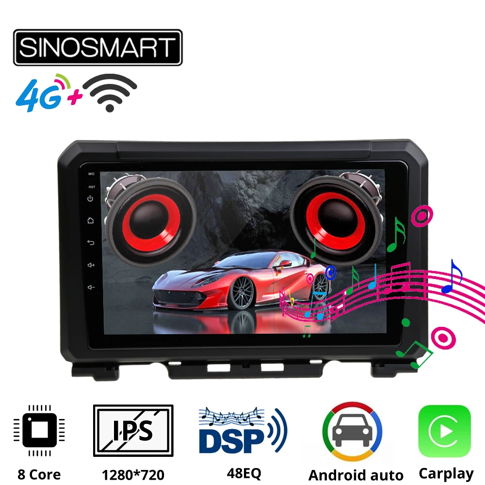 Sinosmart автомобильный радиоприемник с навигацией GPS для Suzuki Jimny 2007-2019 2.5D IPS/QLED экран 8