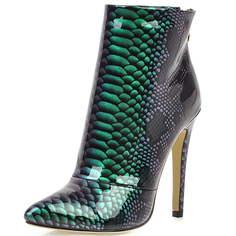 Sarairis High Quality Plus Size 33-46 INS Hot Shoes Woman Boots Female Super High Heels Zip Up Party Boots Women Shoes - Цвет: green