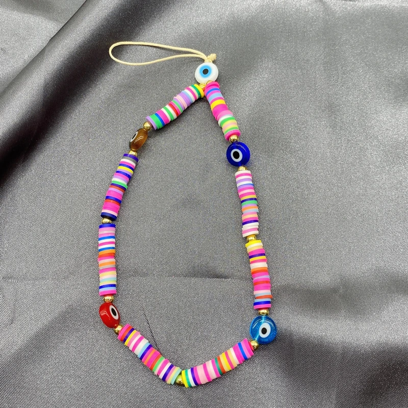 

Модные ювелирные изделия 5 шт./лот, бусины в виде радужных глаз, искусственные цепи, бусины, Женские Подвески для телефона