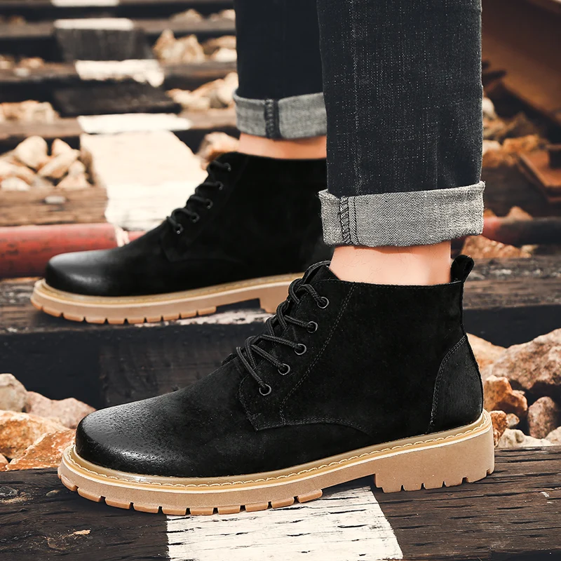 Осенняя мужская обувь Модные мужские ботинки Высококачественная замшевая