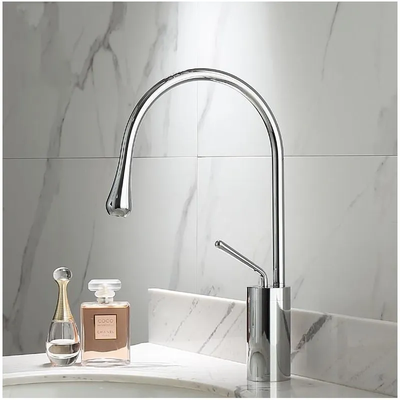 Tuqiu Basin Faucet Modern Nickel/Black Bathroom Kitchen faucet Single Hole Cold and Hot Water Tap Mixer Taps | Обустройство дома