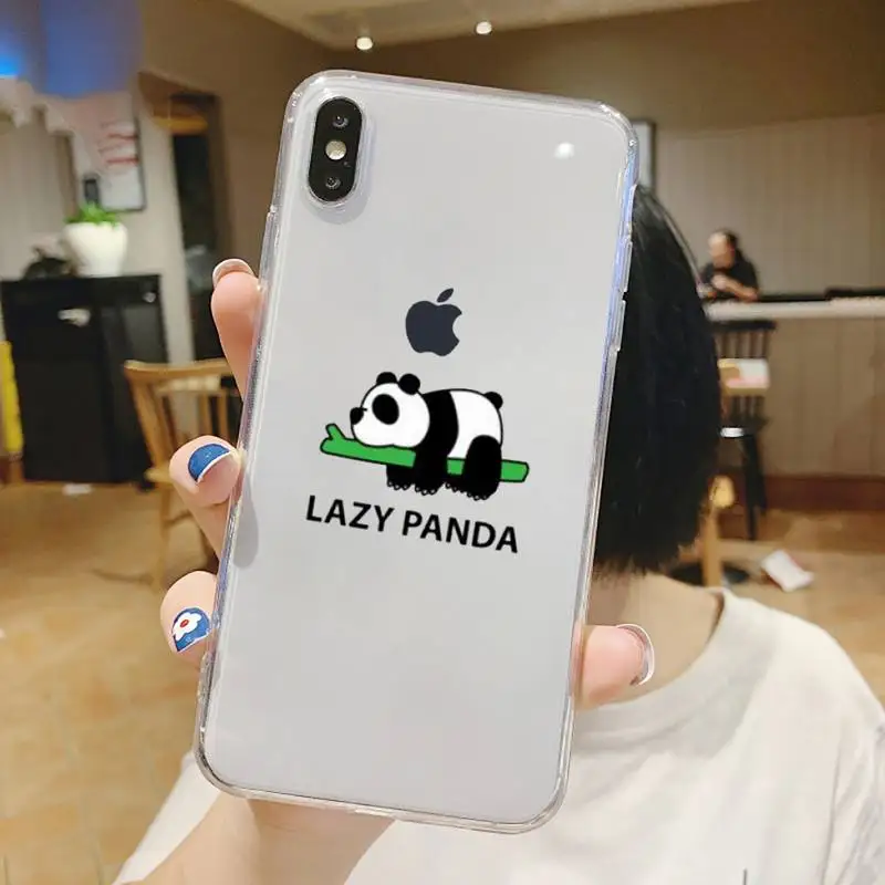 

panda cartoon cute animal luxury Phone Case Transparent soft For iphone 5 5s 5c se 6 6s 7 8 11 12 plus mini x xs xr pro max