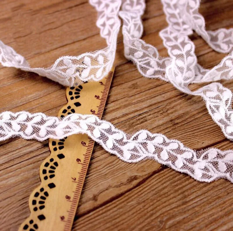 5 ярдов/партия вышитые белые хлопковые кружева в виде листьев 2 см | Дом и сад