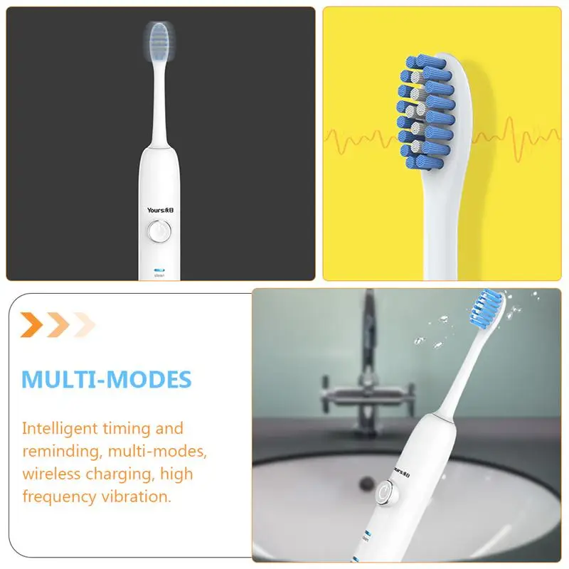 

White Electric Toothbrush Lightweight Wireless Rechargeable Smart Automatic Toothbrush Soft Bristles Toothbrush