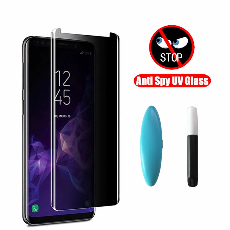 Противошпионское закаленное УФ стекло Note 8 9 защита экрана чехол дружественная и