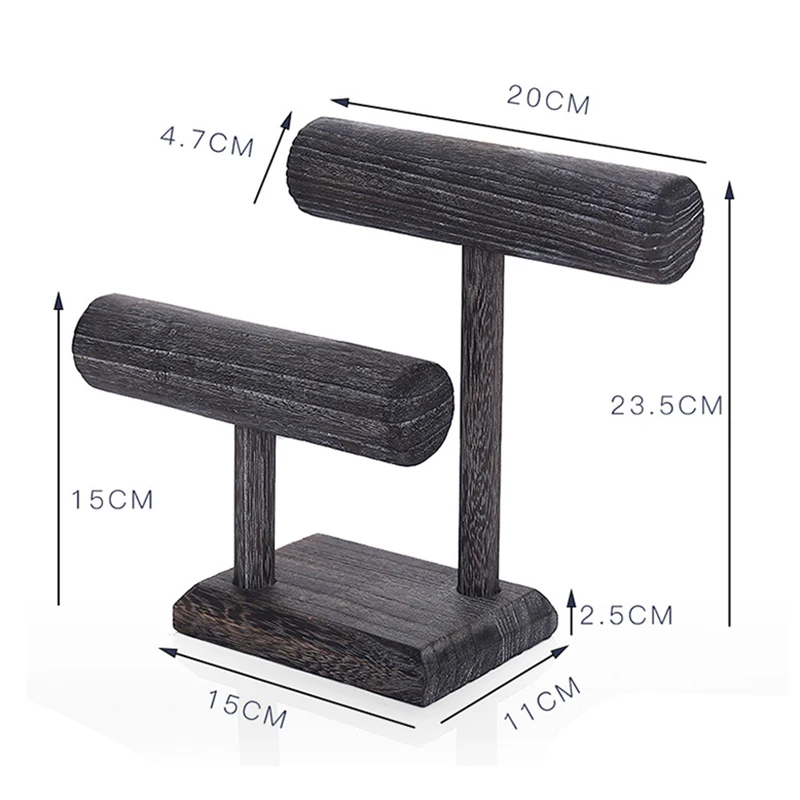 

Distressed Vintage Bracelets Watches Head Rope Hair Tie Storage Rack, Light Wooden Jewelry Display for Exhibition