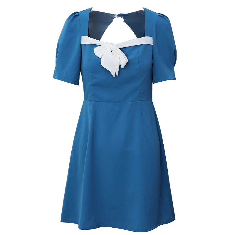 

Women Dresses Short Sleeve Solid Navy Blue Retro Summer A-Line Beach Office Dress Plus Size Party Skirt Y331