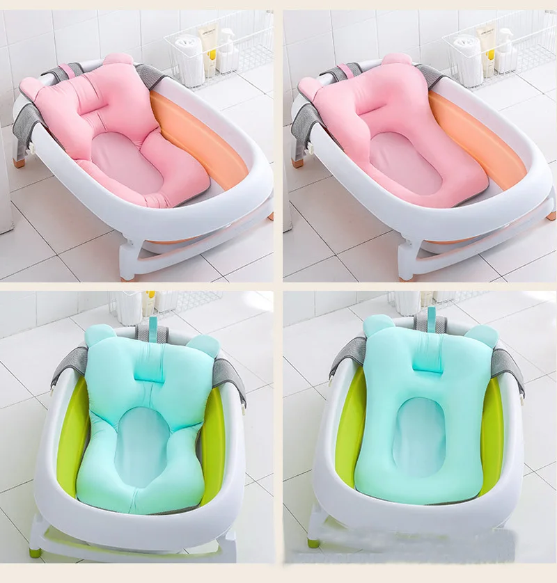 Мультфильм Draagbare Baby Douche Bad Pad Противоскользящий плохой коврик Pasgeboren Veiligheid Bad Ondersteuning Kussen Opvouwbaar мягкий Kussen